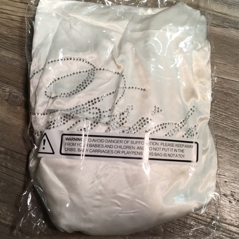 White Satin Bride Rhinestone Robe - Picture 5 of 5